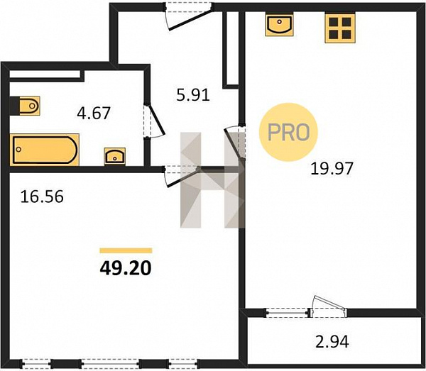 Квартира, 49.20 кв. м Екатеринбург, Академика Парина ул., д. 12.5