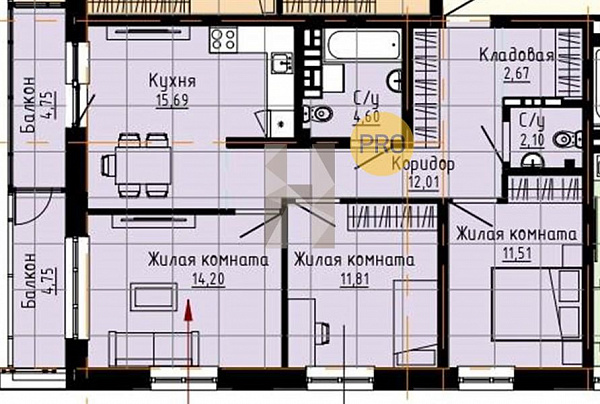 Квартира, 77.44 кв. м Екатеринбург, Металлургов ул., 