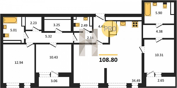 Квартира, 108.80 кв. м Екатеринбург, Академика Парина ул., д. 12.5